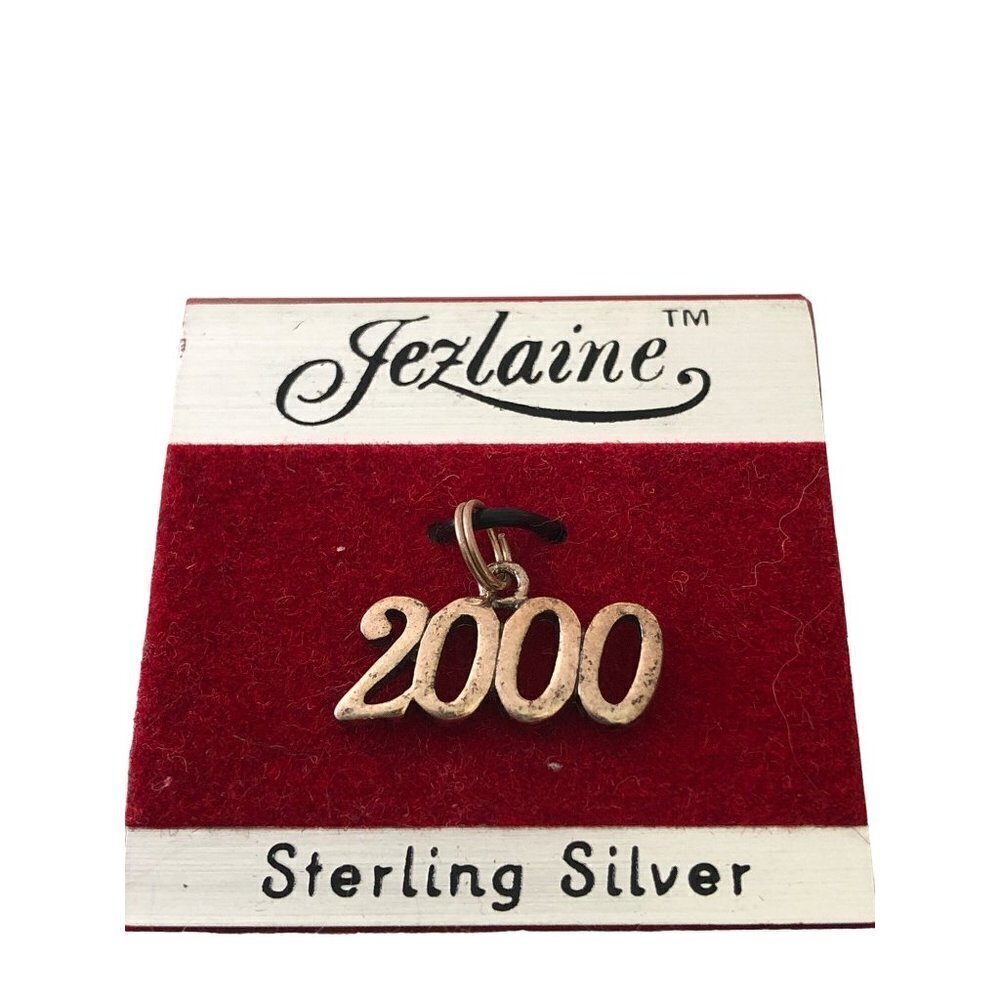 VINTAGE Jezlaine Y2K Year 2000 Sterling Silver Charm for Bracelet 925 .75" New‎